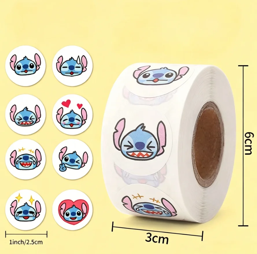 500pcs Stitch Roll Stickers Waterproof Diy Decals For Laptop Phone Ipad Notebook Luggage Thermos Water Bottle Skateboard Decor