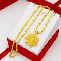 18K Pure Gold AU999 Women's Necklace with Large 3D Flower Pendant Luxury High-Quality Jewelry for Ladies Boutique New Arrival