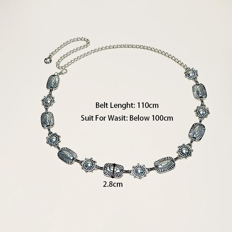 Silber Retro Taille Kette Zubehör Metall Kette Gürtel frauen Neue Sommer Vielseitig Match Röcke Hosen Dünne Leder Gürtel Trendy – Detail 6
