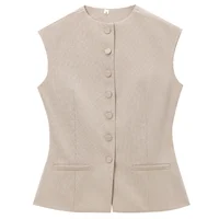 HXAO Women's Sleeveless Vest Top Plaid Woman Top Fashion 2024 Ladies Waistcoat Tanks Camis Outerwears Sleeveless Jacket Coat - Image 2