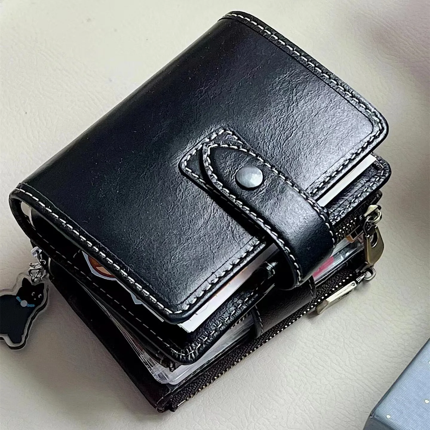 Elegant PU Leather Loose Leaf Notebook with Detachable Handbook and Card Holder Planner