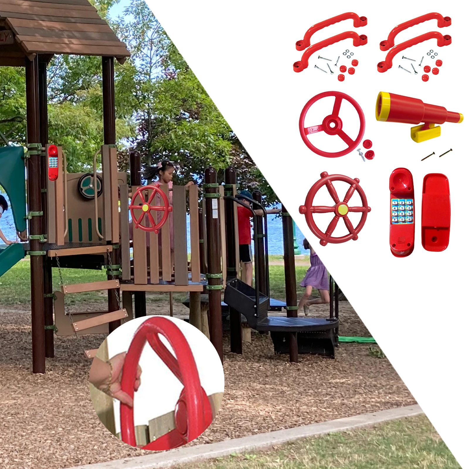 Playground Equipment Safety Accessories Swing Set Attachments for Backyard Pirate Ship Telescope Steering Wheel Play Swingset 5