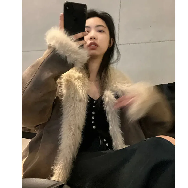 Lamb Wool Fur one Cotton-Padded fUR Coat 2024 Winter Fatty Senior Sense Plus Cashmere Thick Cotton-Padded Coat Jacket Zichao X4