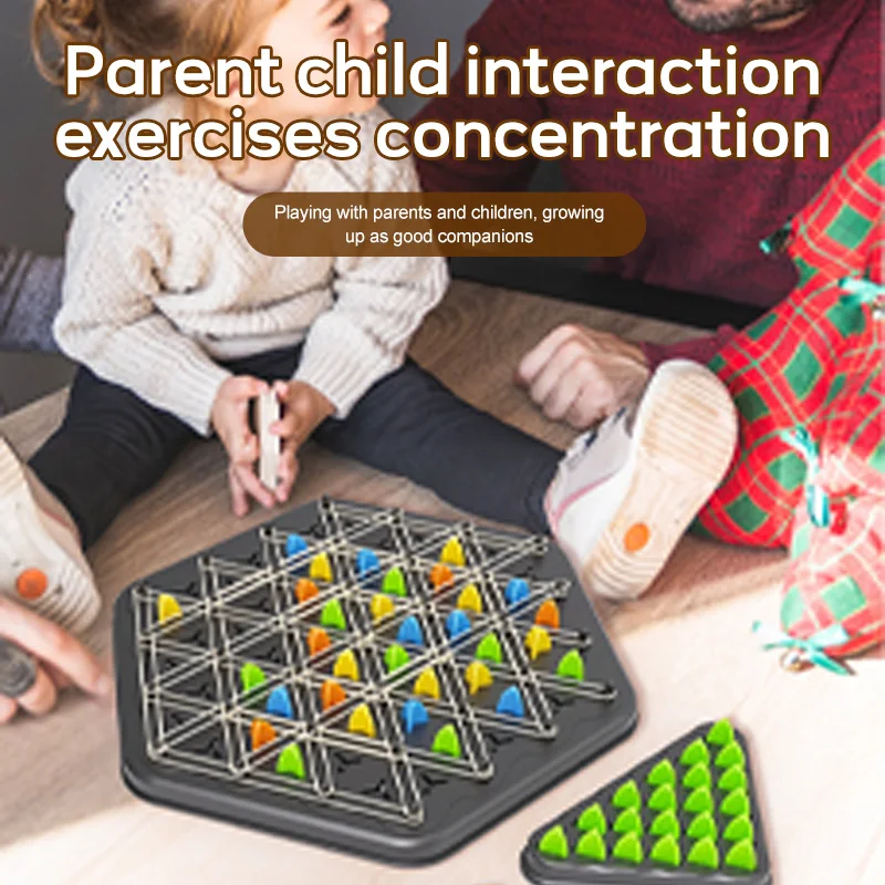 Desktop puzzle chain chess multiplayer interactive rubber band triangle game puzzle desktop toy