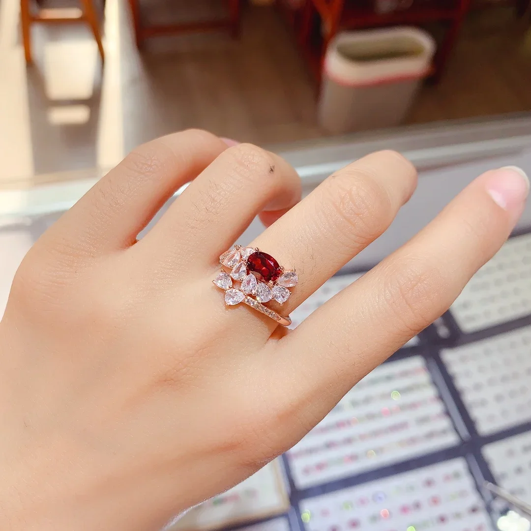 

Ring sterling silver 925 natural garnet wedding ring women luxury free shipping jewelry women original jewelry boutique