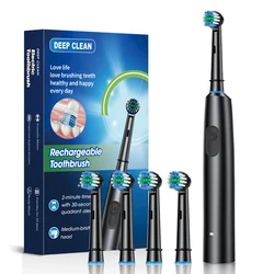 Advanced Waterproof Electric Toothbrush with Timer & 8 Brush Heads (Black 4 heads)