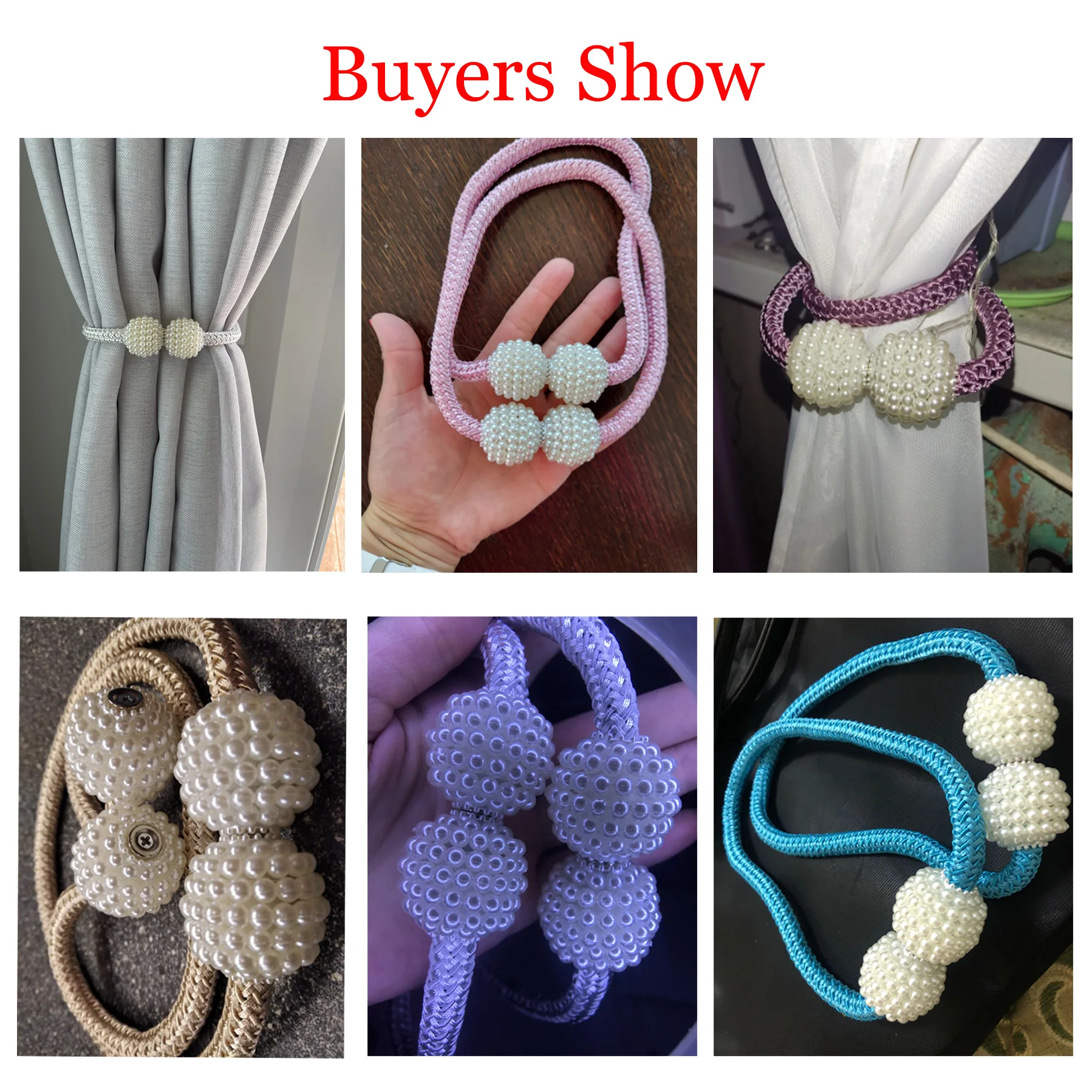 Magnetic Curtain Clip Holder Buckle Rope Tieback Pearl Ball Curtain Accessories Home Decor