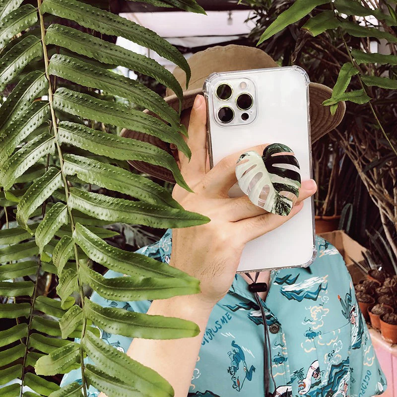 Poppings Stylish Leaf Acrylic Folding Grip Phone Holder