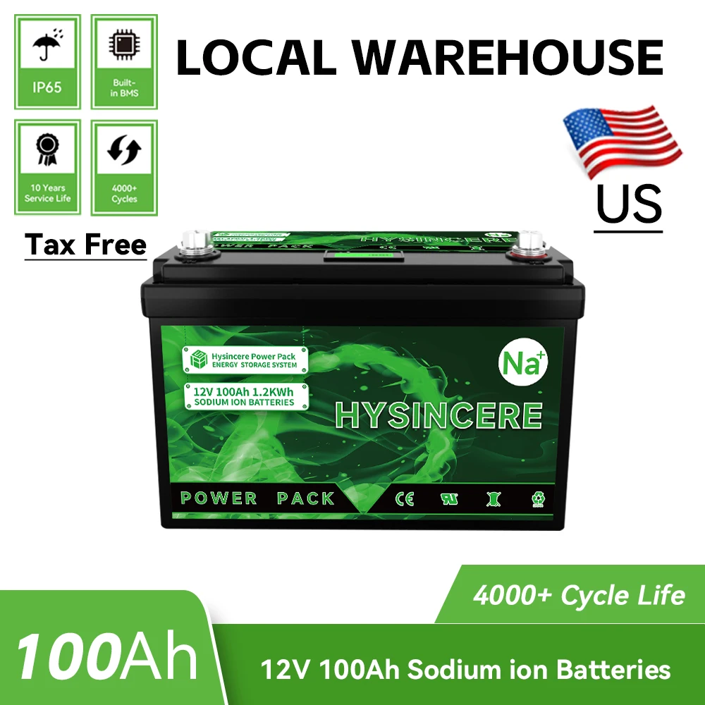 

New 12V 100AH Sodium ion Batteries Pack Built-in BMS for Solar Forklift Home Energy Storage Cells Rechargeable batteries NO TAX