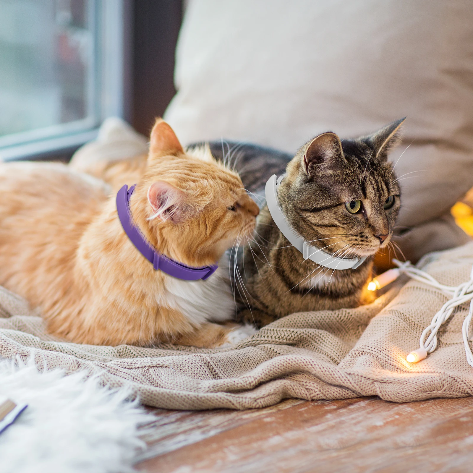 4Pcs Cat Calming Collar Soothing Collar Adjustable Cat Pheromone Collar Anti-Anxiety Helps with Aggression for All Types of Cats