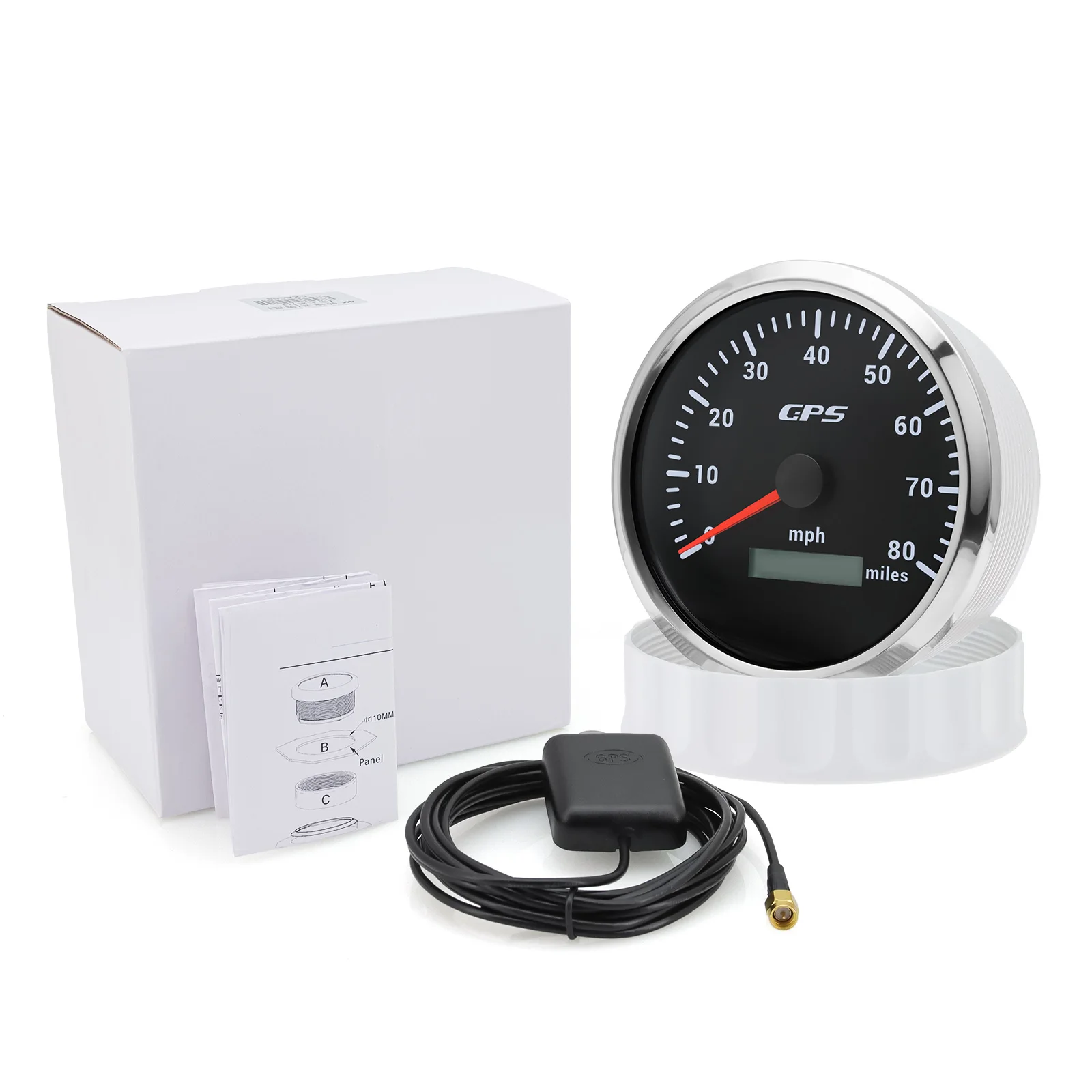 110MM GPS-Tachometer mit GPS-Antenne für 12V 24V Auto Boot Marine 30/60/80/120/200KMH MPH Geschwindigkeitsmesser Kilometerzähler 7 Farben – Detail 25