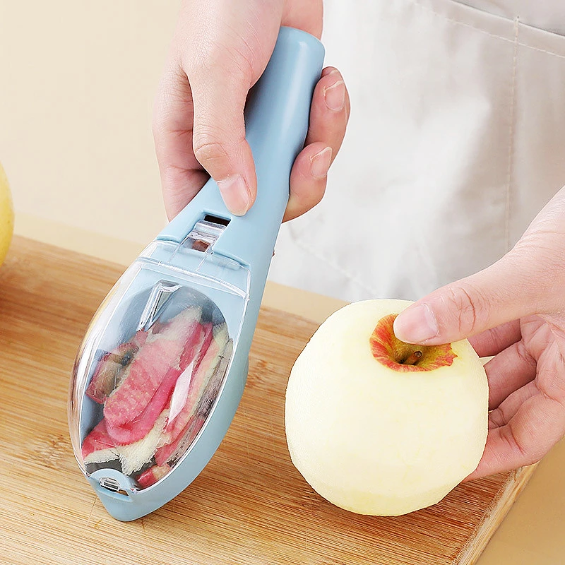 Fruits and Vegetables Peeler with Storage Box- Stainless Steel  Multifunctional Potato Peeler with Container Suitable for Carrots Potatoes  Melons