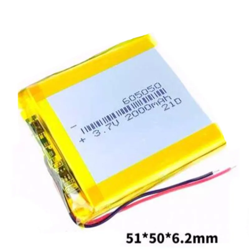 

605050 3.7V 2000Mah Polymer Lithium Ion Li-po Rechargeable Battery For MP3 Drive Recorder