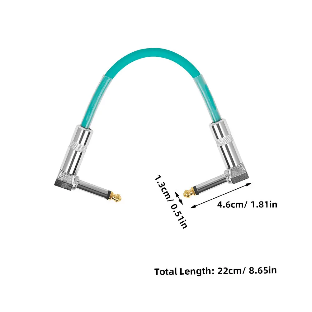 6.35mm 기타 페달 패치 케이블 헤비듀티 금속 커넥터 저소음 신호 전송 효과 페달용 컴팩트 휴대용
