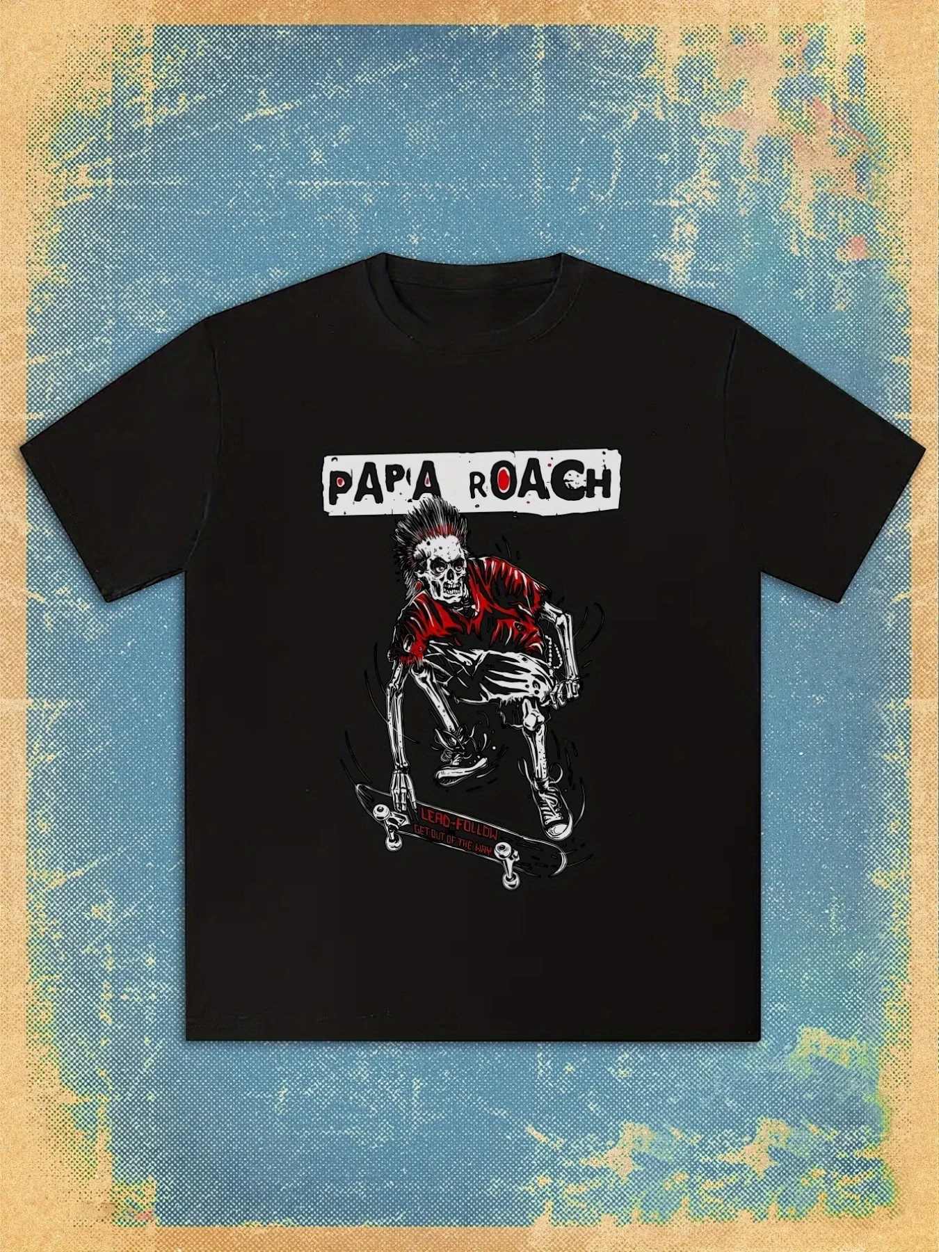 Camiseta de manga corta para hombre, diseño gráfico de Papa Roach, cuello redondo casual