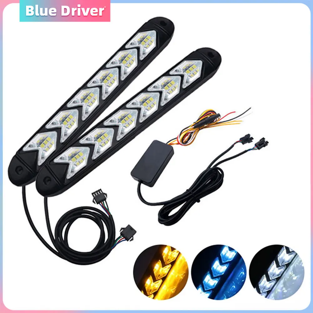 

2PC 6LED Car Flexible White/Amber Switchback LED Knight Rider Strip Light for Headlight Sequential Flasher DRL Turn Signal