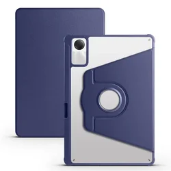 360 Rotating Acrylic Clear Hard Tablet Cover with Pencil Holder for Redmi Pad SE 11 inch (Dark blue)