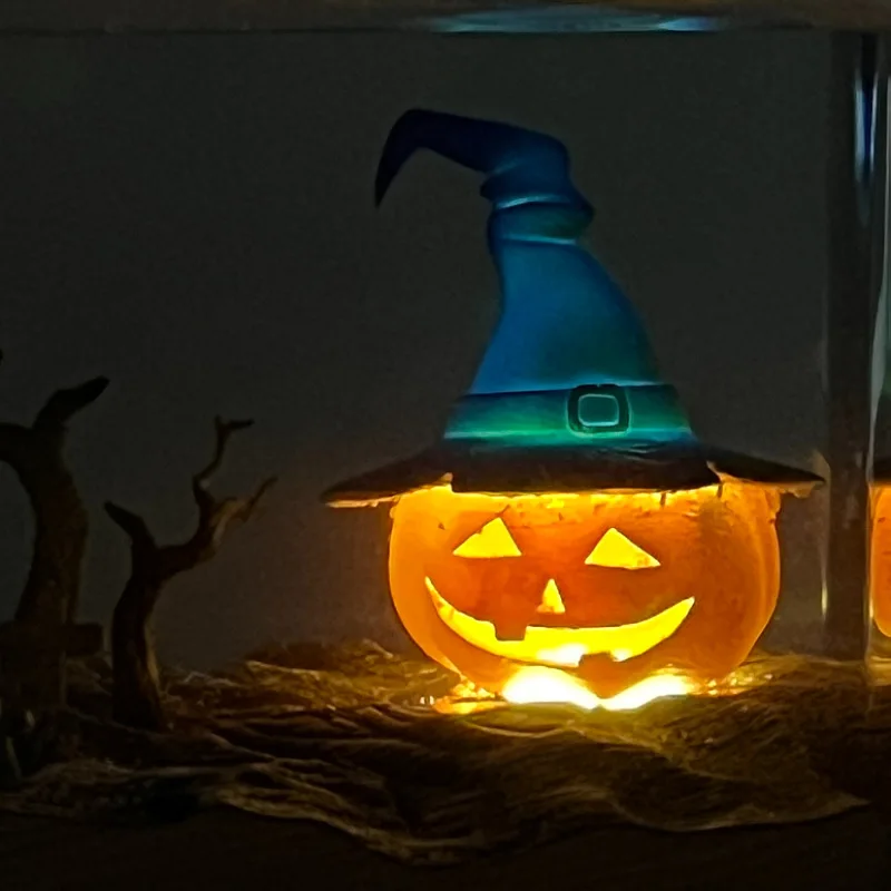 Organism Resin Table Light Creactive Art Decoration Lamp Pumpkin Head Dead Wood Theme Night Light USB Charge