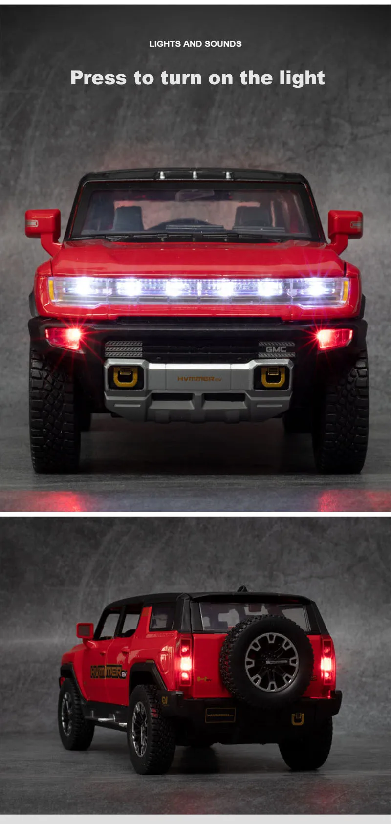 1:32 Gmc Hummer Ev Suv Alloy Car Model Diecasts Metal Off-Road Vehicles Sound Light Open And Closed Canopy Toy Model Kids Gift