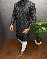 2026 Version Of Middle Eastern Style Muslim Robe Personality Bronzed Mid-length Long-sleeved Shirt Muslim Arabic Dress Men