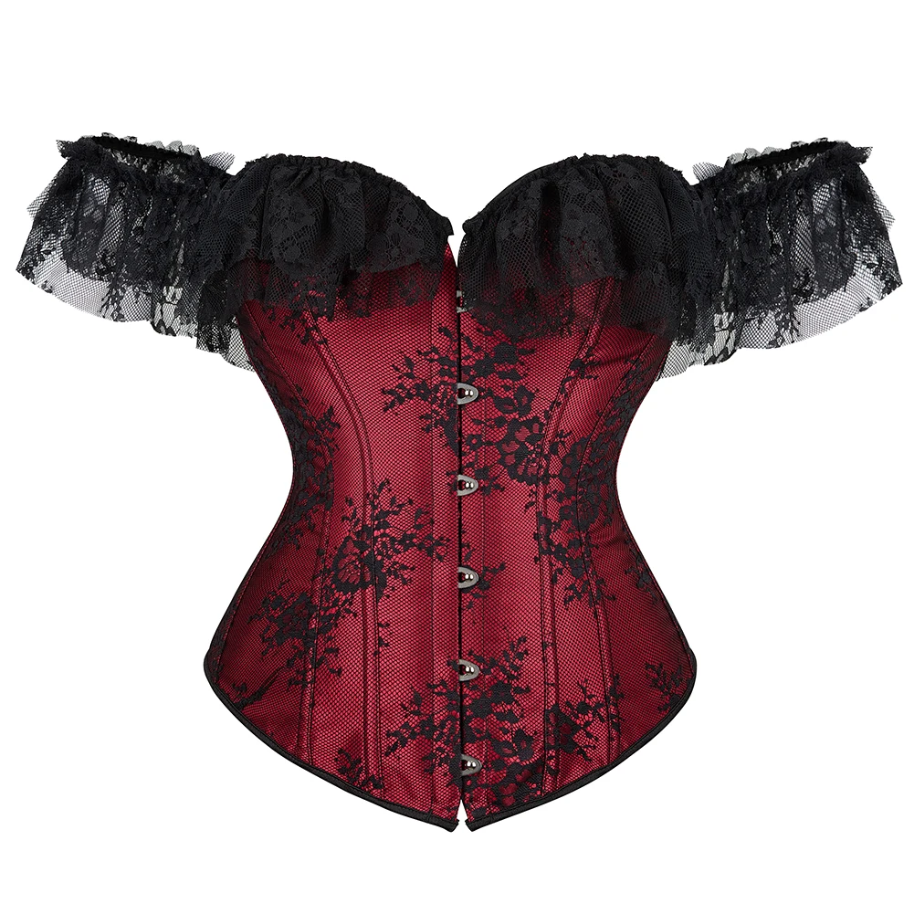 Red Corset Dress Tutu Skrits Set Overbust With Lace Sleeved Costume Party  Sexy Burlesque Basques Outfit Plus Size Vintage Red - AliExpress 200574005