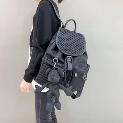 Disney Mickey Mouse Fashionable Ladies Backpack Drawstring Flap Backpack Practical Multi-pocket Bag with Ornaments