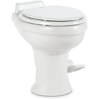 320 RV Toilet  White ,Standard Height ,Gravity Toilet,Elongated Ceramic Bowl,Flush with Foot Pedal,For RVs,and Outdoor Campers 1