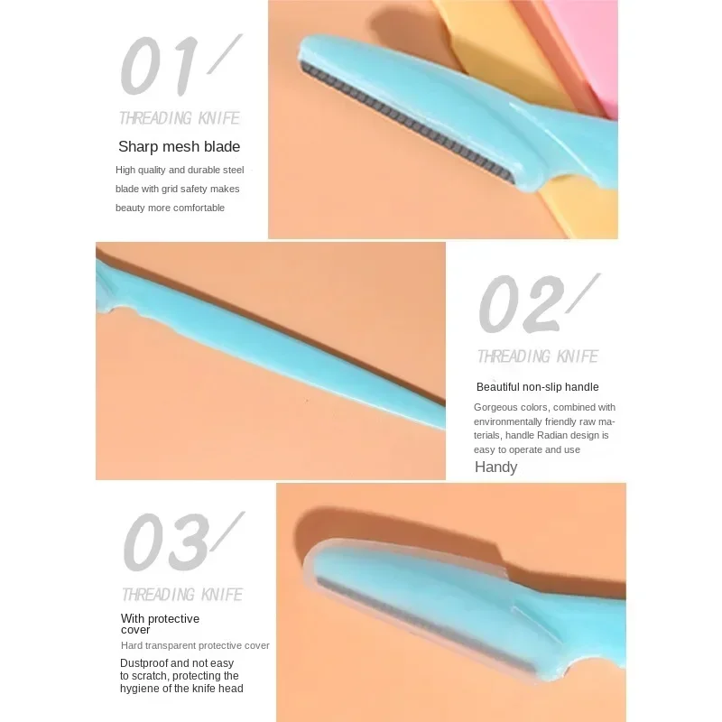 Eyebrow Trimmer Set Eyebrow Trimmer Eyebrow Razor Set Hair Shaver Eyebrow Razor Facial Hair Remover Eyebrow Trimmer Blade Face Shaver 1-3Pcs Portable Epilation Hair Removal Safety Cutting Woman Makeup Tools