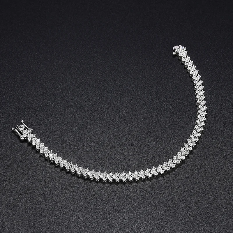 Lycfn 1.5mm Moissanite Diamond Tennis Bracelet for Women 925 Sterling Sliver 18k White Gold Plated Wedding Party Bracelets Jewel