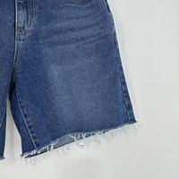 New 2024 Summer High Waist Denim Shorts For Women Pockets Burrs Blue Color Short Jeans Women Streetwear Casual Women's Shorts - Image 5