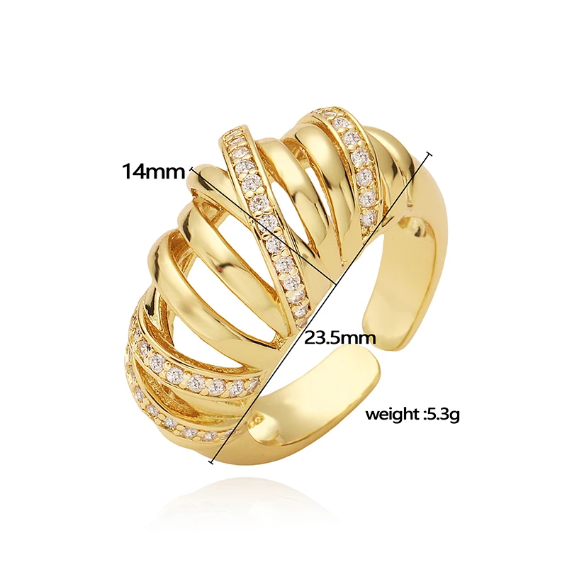 Finger Rings HECHENG 18K Golden Plated Luxury High End Women's Jewellery Ring With CZ Stones And Floral Motifs In Geometric Metal Ring Zircon Rings