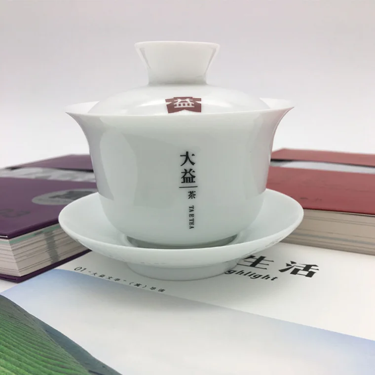 

[GRANDNESS] Pu'er Tea Dayi Gaiwan Tea Set White Gongfu Tea Porcelain Gaiwan 150 ml Gaiwan Porcelain TAETEA DAYI PU ERH TEA