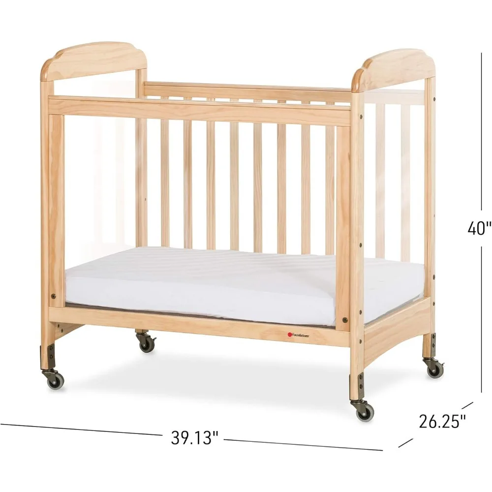 Serenity 3-Panel Clearview Compact Crib, Fixed-Side, Natural Wood 6
