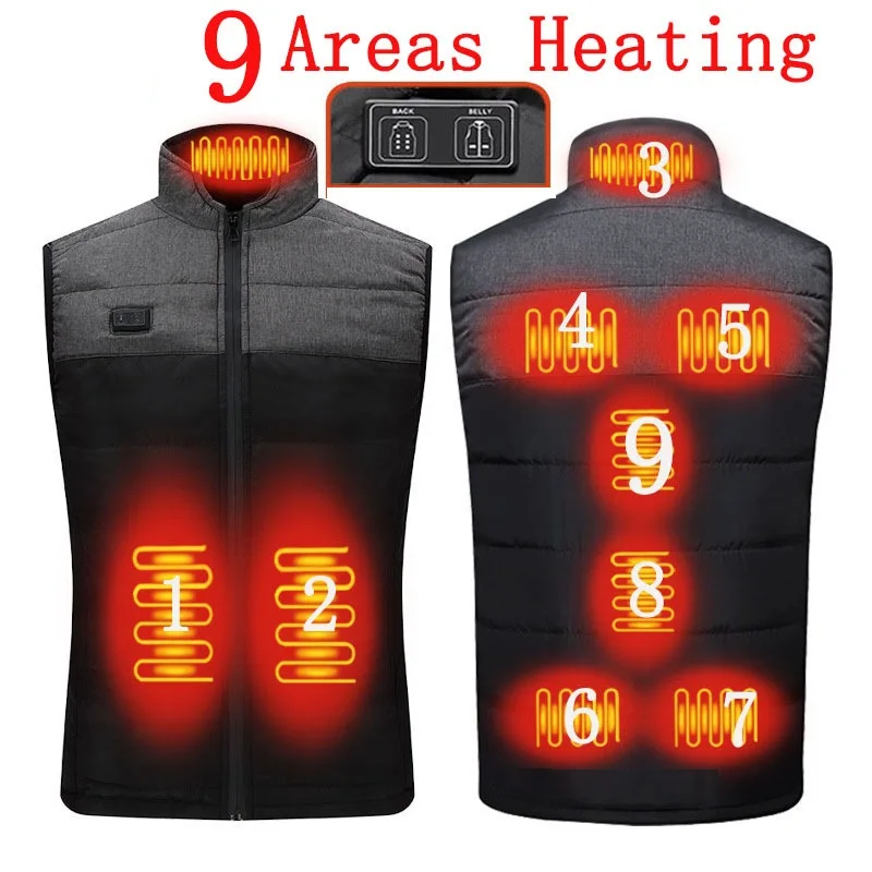 

21/11 Places Heated Vest Men Women Usb Heated Jacket Heating Vest Thermal Clothing Hunting Vest Winter Heating Jacket BlackS-5XL