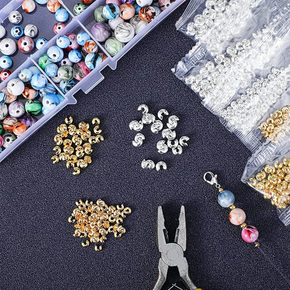 20/50 조각 스테인레스 스틸 크림 비드 커버 오픈 하프 라운드 크림 비드 매듭 커버 작은 구슬 보석 공예 만들기