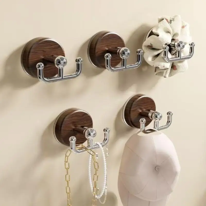 1pc Self-adhesive New Simple Hook Walnut Hanging Hanger Bathroom Wall Hook Bedroom Coat Storage Rack Home Towel Key Decor