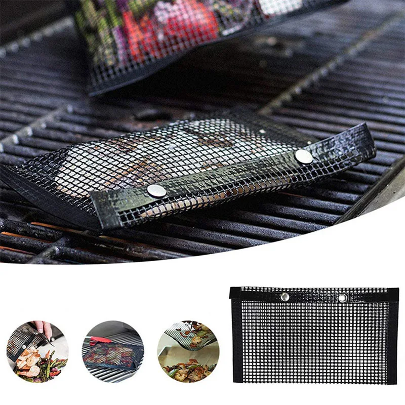 1 Pz Riutilizzabile Antiaderente Bbq Grill Mesh Bag Barbecue Cottura Isolamento Pad Picnic All'Aperto Campeggio Bbq Utensili Da Cucina