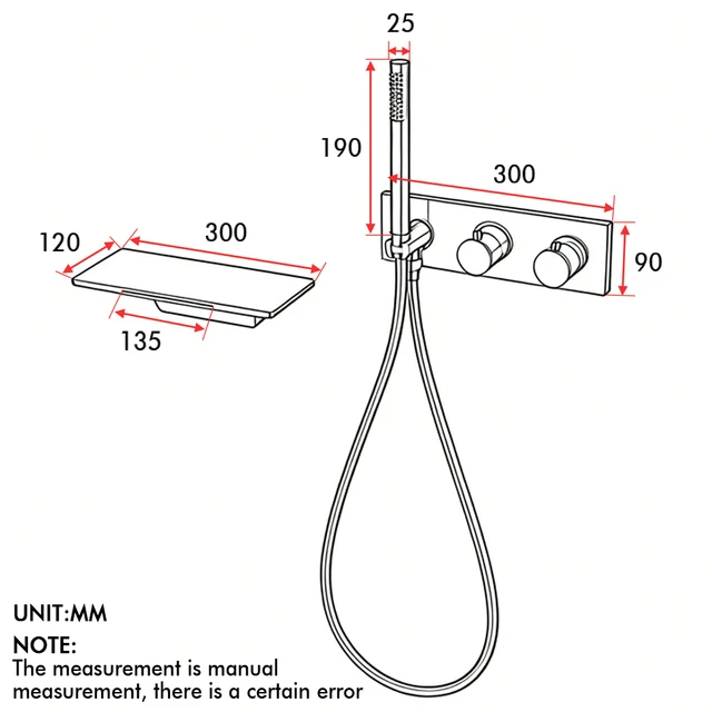 ก๊อกน้ำอ่างอาบน้ำแบบติดผนังสีทองพร้อมฝักบัวแบบมือถือ, ก๊อกน้ำอ่างอาบน้ำแบบน้ำตกพร้อมหัวฉีด, ก๊อกน้ำอ่างอาบน้ำและฝักบัว 2