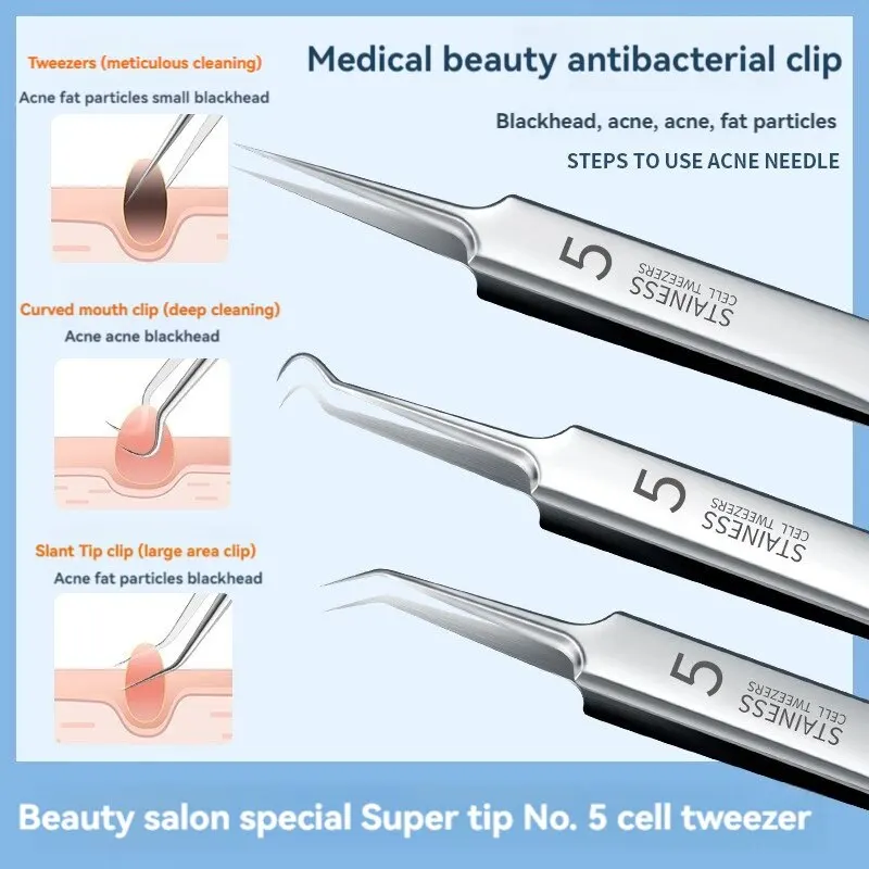 7pcs Stainless Steel Acne Clip Tools for Beauty Salon Acne Removal