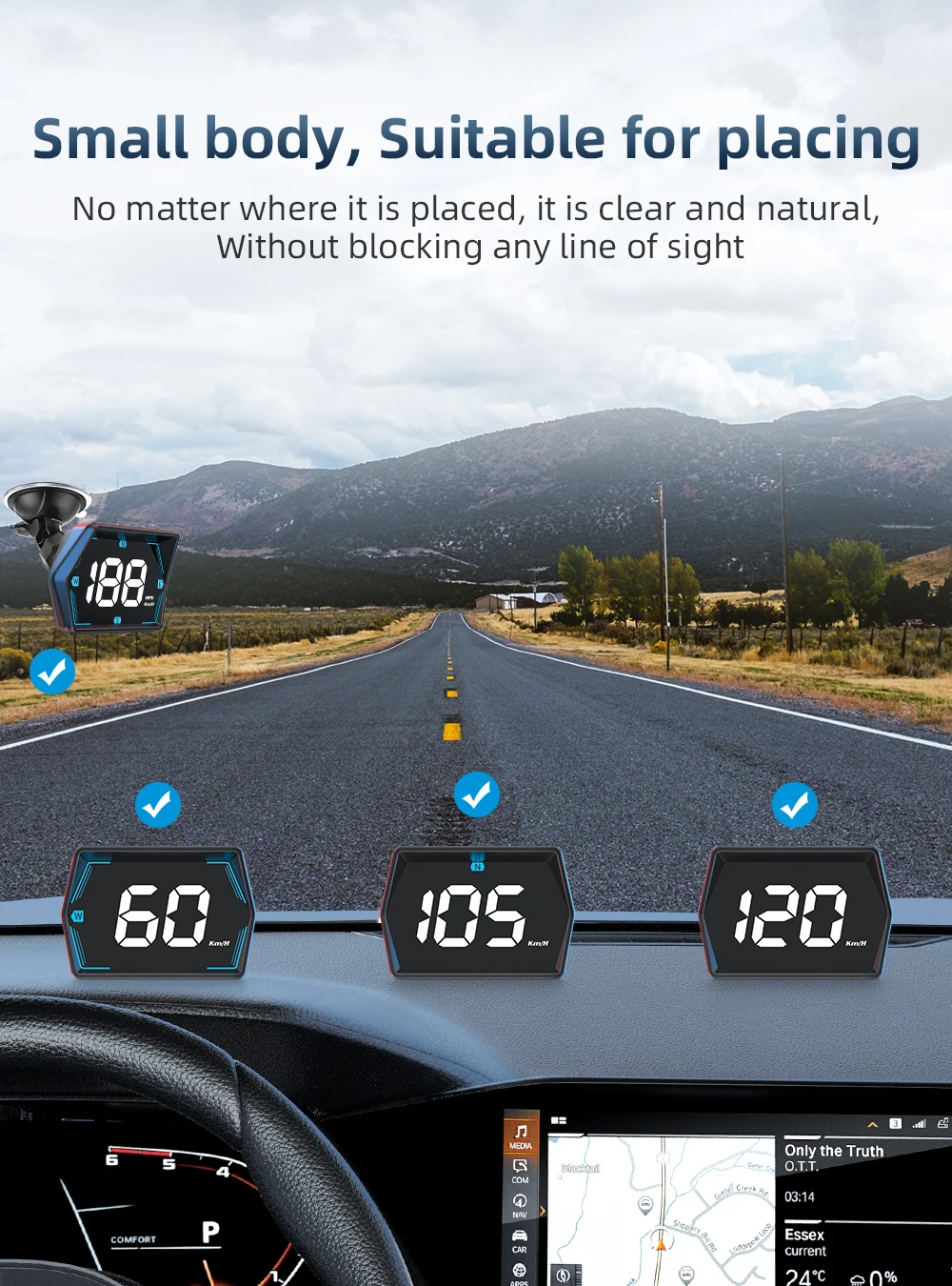 GPS HUD G20 Car Digital Speedometer Head-up Display Speed Meter Mph Kmh Compass