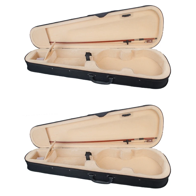 

2Pcs Violin Case Professional Triangular Shape Violin Hard Case Yellow Inside Violin Parts - 3/4 Size & 4/4 Size