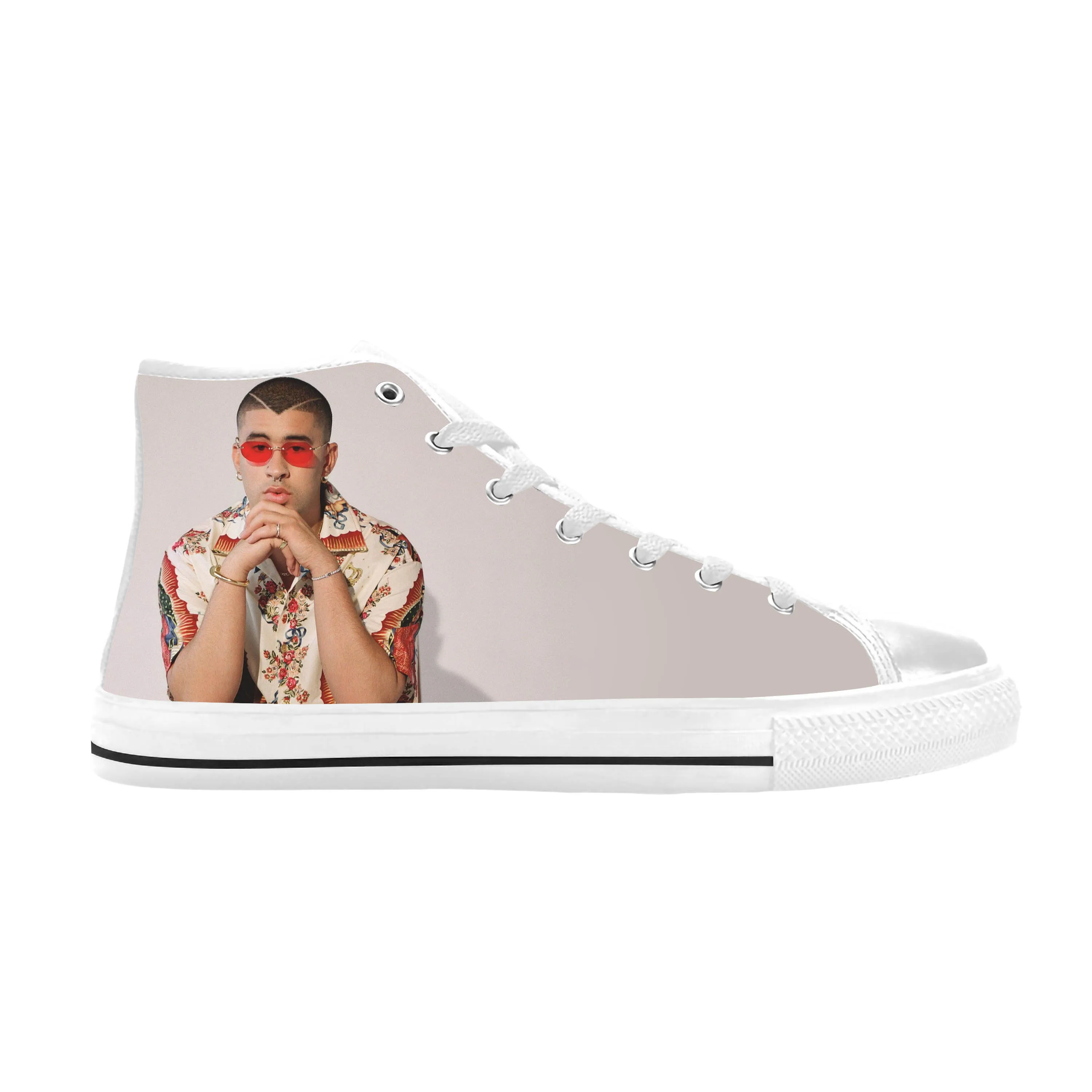

Bad Bunny Hip Hop Singer Rap Rapper Music Fashion Casual Cloth Shoes High Top Comfortable Breathable 3D Print Men Women Sneakers