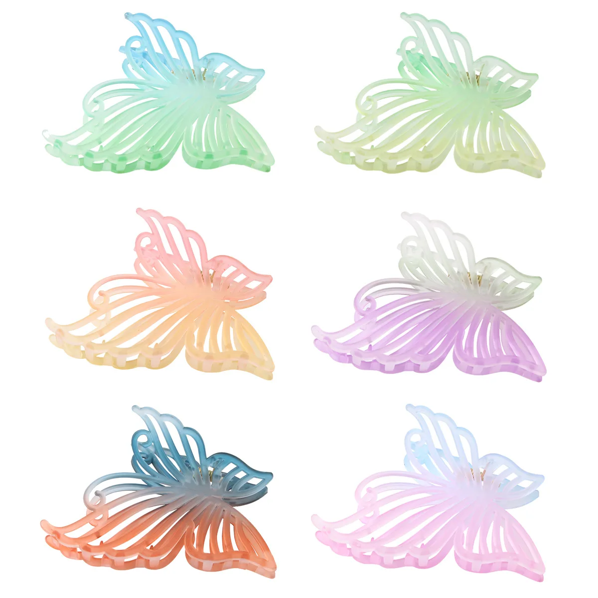 

New Big Gradient Butterfly Hair Claws Barrettes Hairpin Hollow Out Butterfly Shark Clip For Women Girls Fashion Accessoires