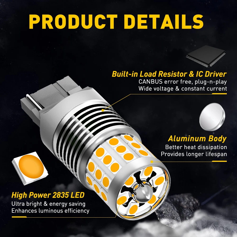 AUXITO 2Pcs T20 7440 ڹ Canbus Led ȸ ȣ   ÷  BAU15S 1156 BA15S     ڵ  4 5 6