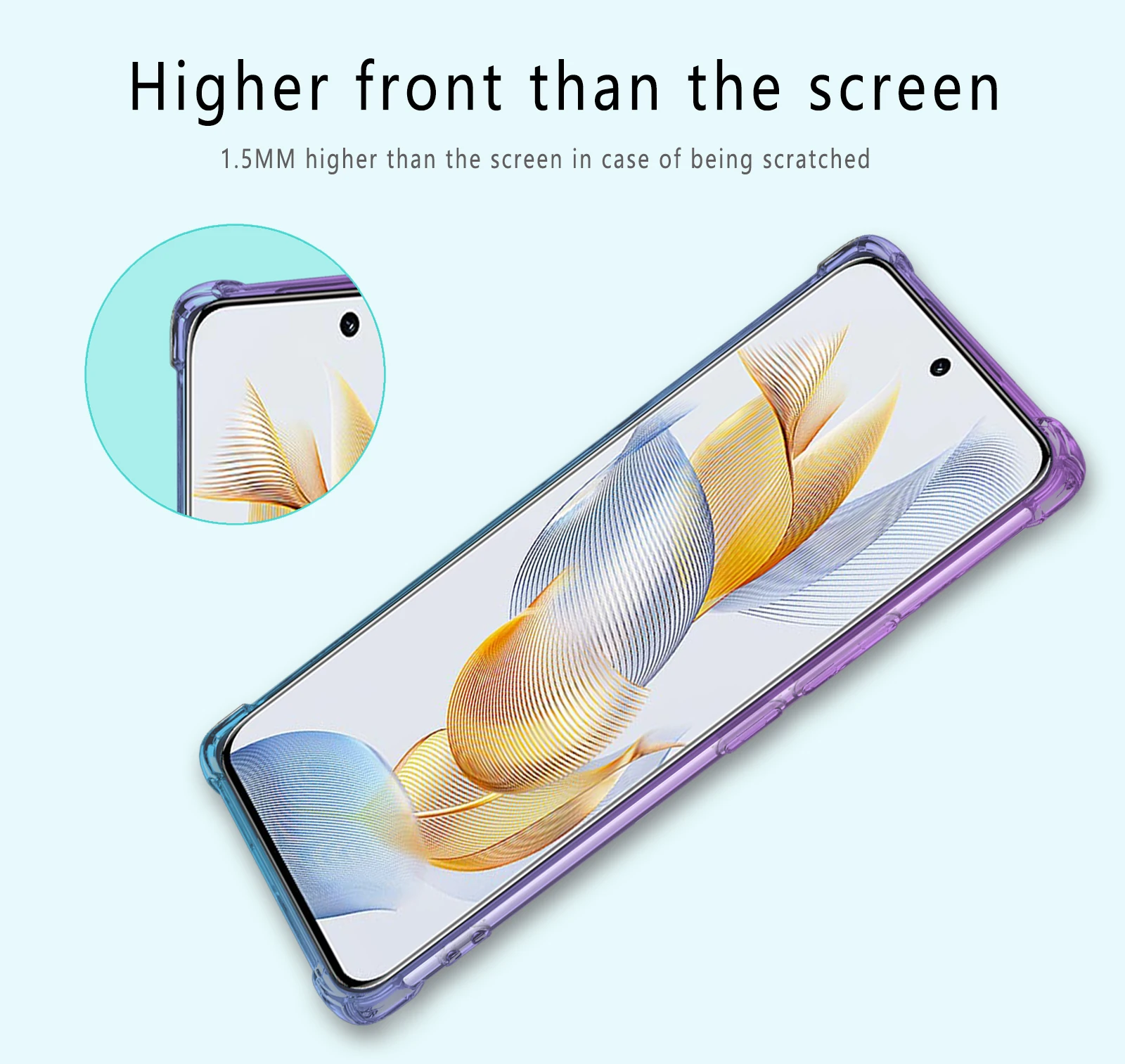 Rainbow Gradient Transparent Shockproof Silicone Case - Four Corner Protection