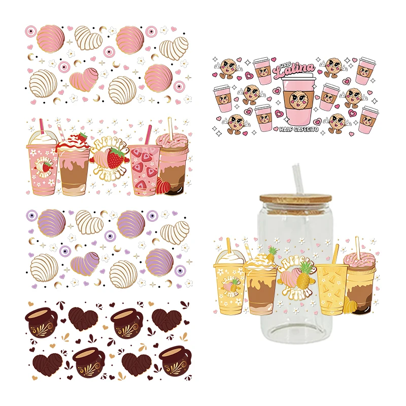 3D UV DTF Transfers Stickers 16oz Cup Wraps Cartoon Food Beverage Printed For DIY Glass Ceramic Metal Leather Etc. D12435