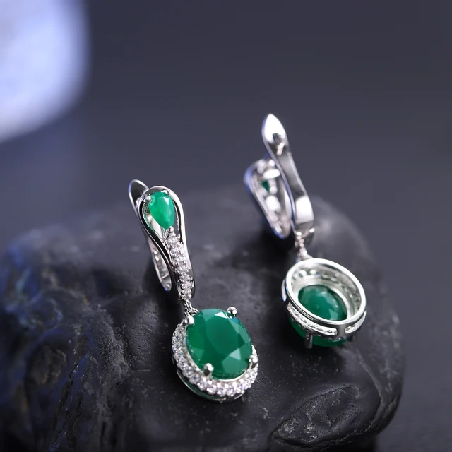 Gem's Ballet 5.15Ct Natural Green Agate Vintage Earrings 925 Sterling Silver Gemstone Drop Earrings For Women Fine Jewelry 3