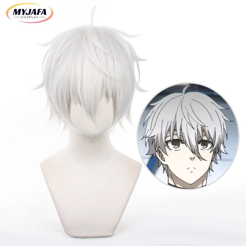 

High Quality BLUE LOCK Seishiro Nagi Cosplay Wig No.11 Player Silver White 30cm Short Warping Heat Resistant Hair Wigs + Wig Cap