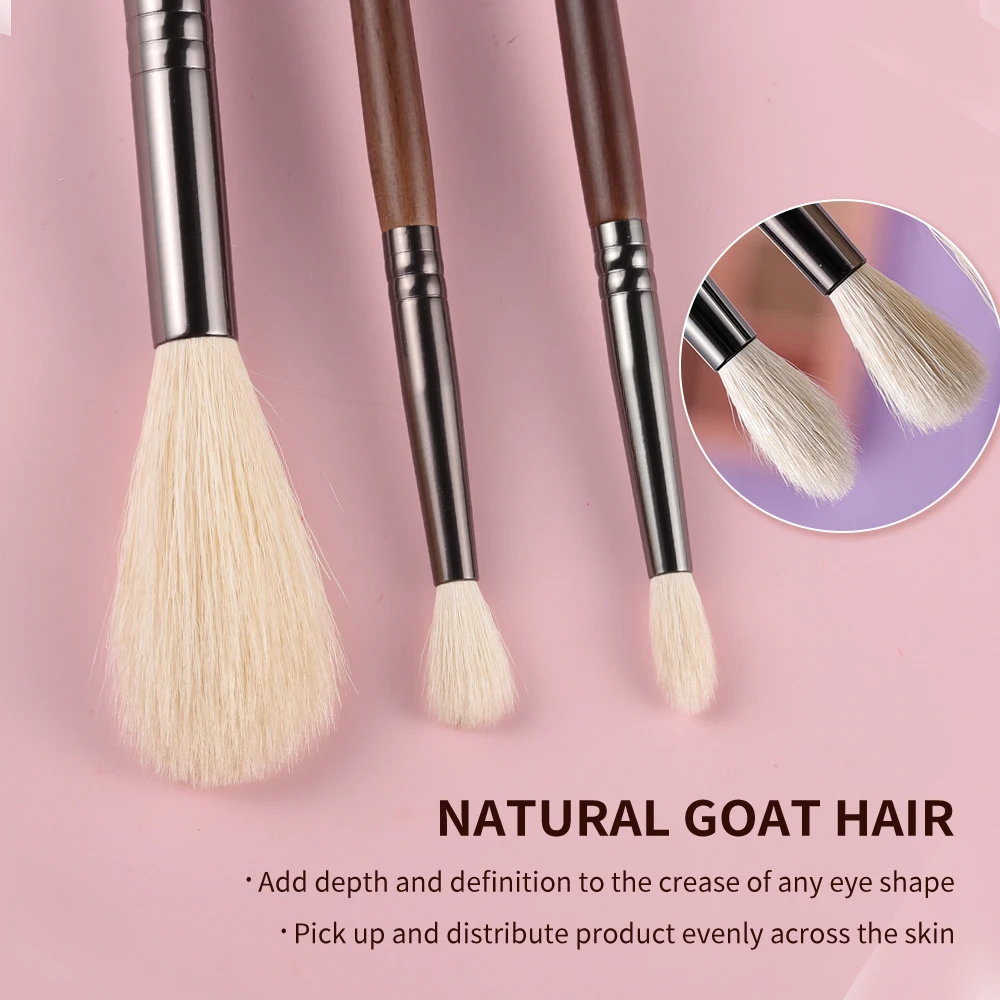 Smudge Makeup brushes 3PCS Natural Goat Hair Eyeshadow Detail and Highlight Blending Beauty Cosmetic Brushes makeup brush set makeup brush makeup tool set makeup tool