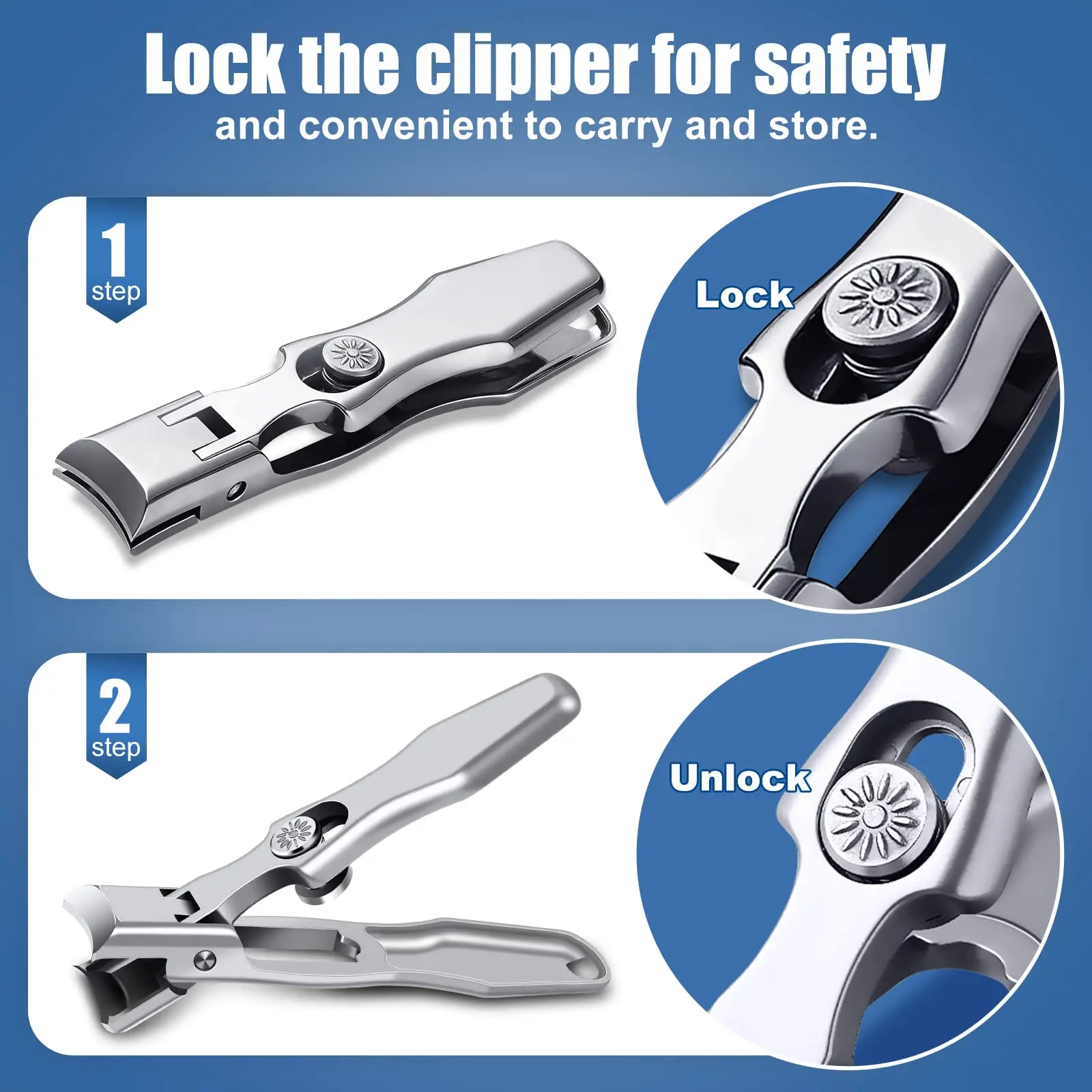 Wide Open Toenail Clippers for Seniors Thick Nails-No Splash Nail